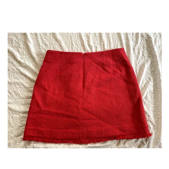 Veronica Beard Coral Red Shona Tweed Mini Skirt - Size 10 - Picture 2 of 5